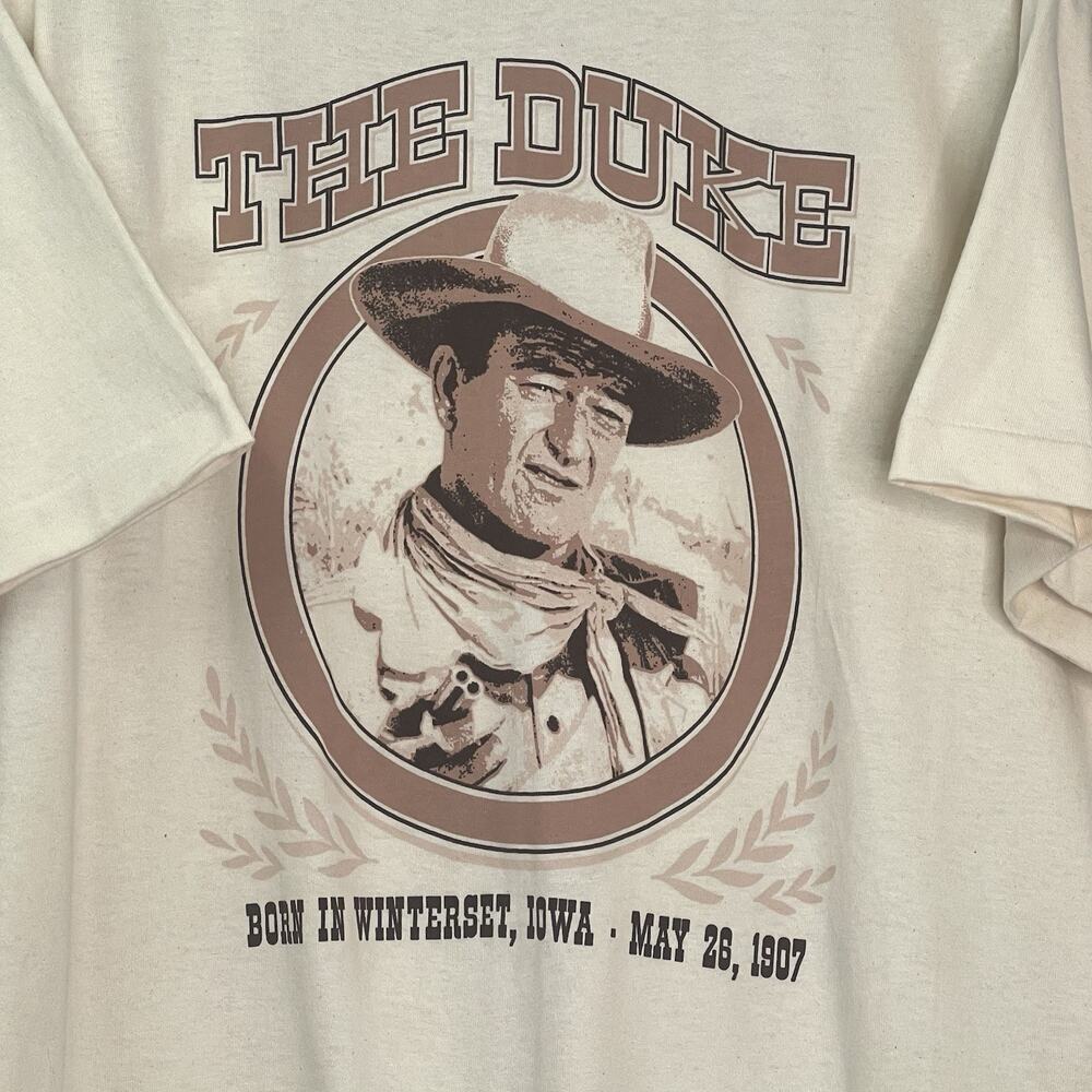John Wayne Shirt Adult XL White Graphic‎ Western USA 90s Vintage Movie RARE